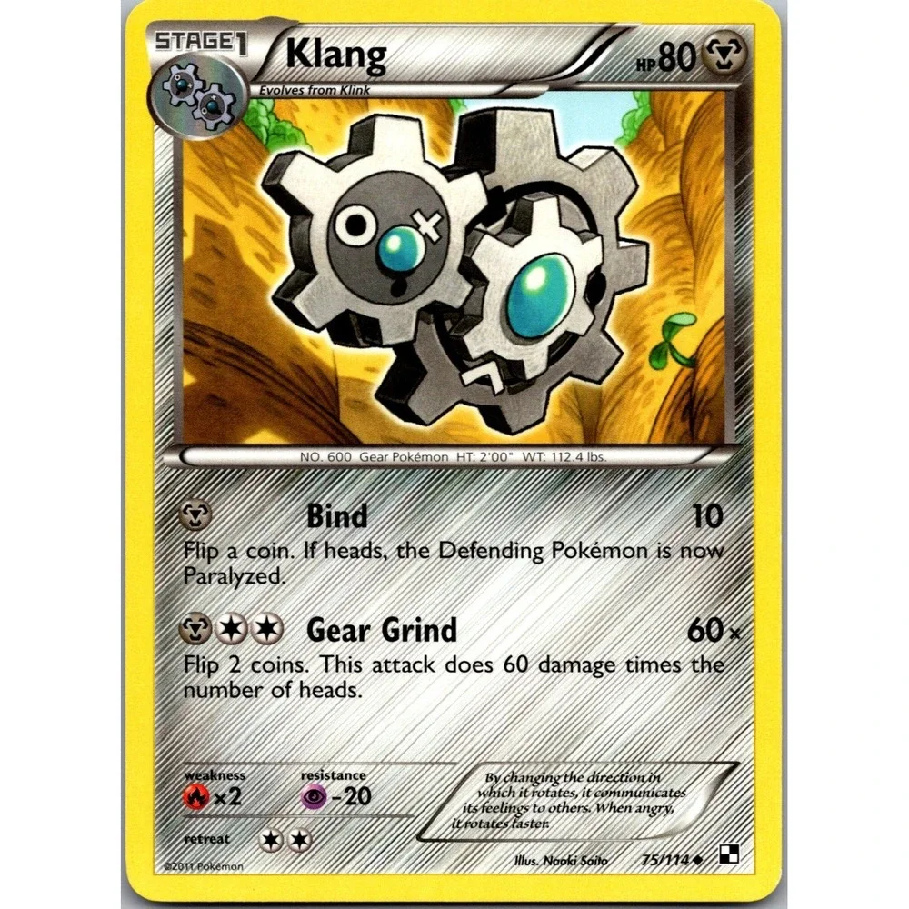 Pokemon Klang 75/114 Black and White Uncommon Metal Card 2011 LP